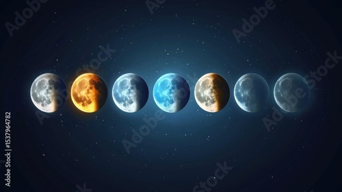 Collection of planets illuminating the night sky with stars twinkling around them in a magical cosmic view