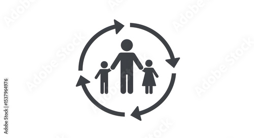 Family Cycle: Icon Representing Family Unit and Life Cycle