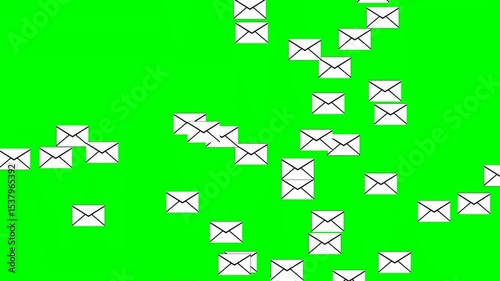 Animation Message envelope Icon Moving Up on Green Screen