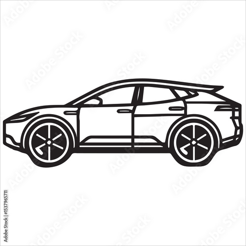 Minimalist Car Line Art Vector Illustration