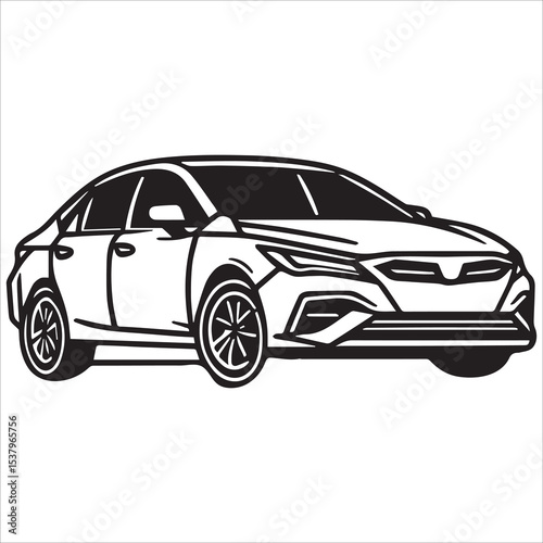 Minimalist Car Line Art Vector Illustration