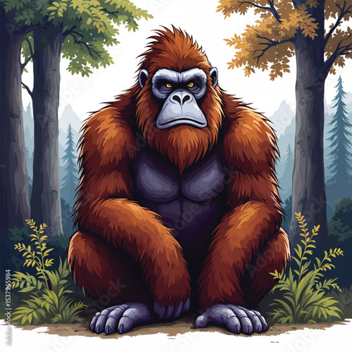 Bigfoot Sasquatch cartoon vector illustration isolated