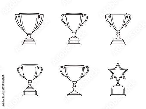 trophy cup clear vision simple line art version three