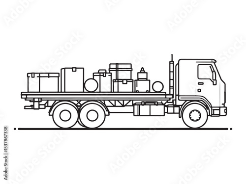 truck carrying clear vision simple line art version three