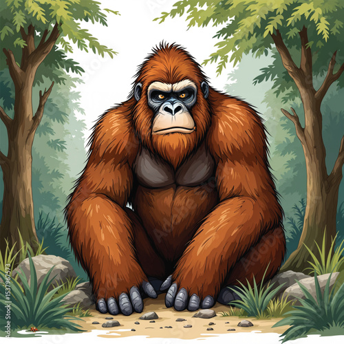 Bigfoot Sasquatch cartoon vector illustration isolated