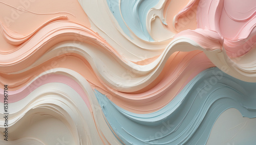 Elegant pastel abstract waves of cream paint creating a textured background for design projects