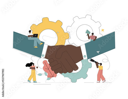 Conclusion of an agreement. Cooperation. Effective communication. Achieving the goal.eps