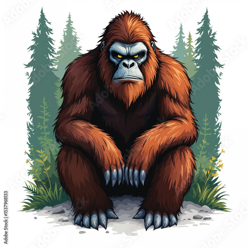 Bigfoot Sasquatch cartoon vector illustration isolated