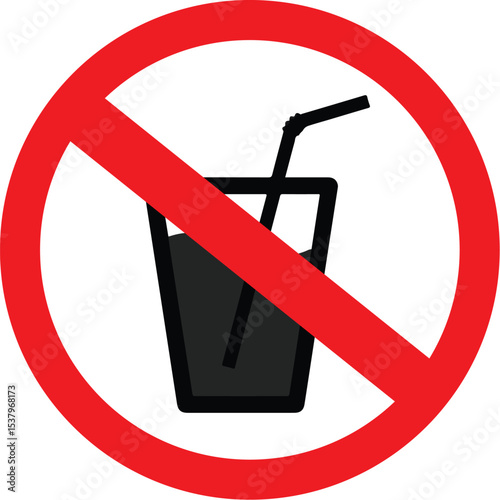 No Drinks Allowed Sign with Red Prohibition Symbol