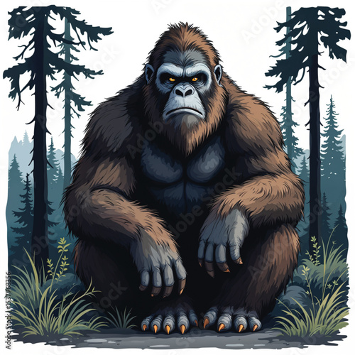 Bigfoot Sasquatch cartoon vector illustration isolated