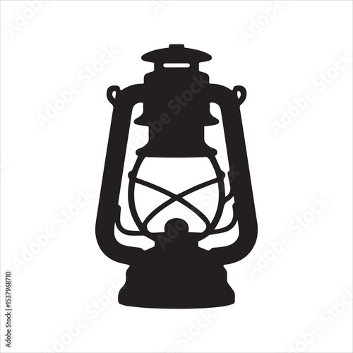 Vintage Kerosene Lantern Silhouette Vector Illustration