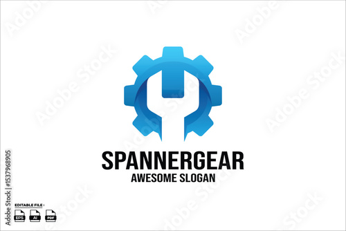 gear with spanner colorful Gradient Logo Design