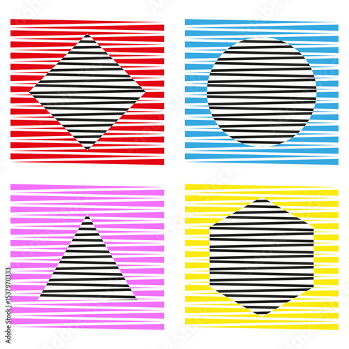 Geometric shape icon. Colorful square set. Basic figure group. Vector form collection.