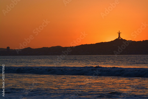 
Third Millennium Cross at sunset in Coquimbo, Chile, Latin America