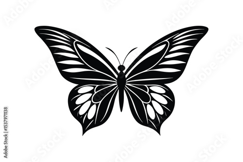 Silhouette design illustration of a butterfly wings spread.eps