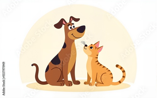 cartoon dog and cat logo made in two colors, playful pet sitting or veterinary symbol. vector. High quality