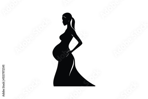 Silhouette design illustration of a pregnant woman.eps