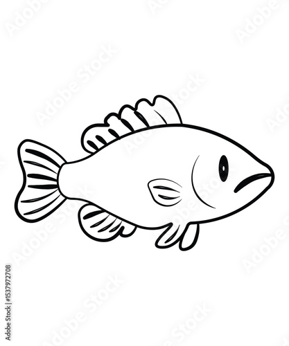 Predator Fish Line Art Illustration