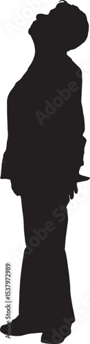 vector; silhouette of a side view of senior woman looking up