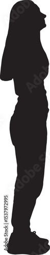 vector; silhouette of a side view of woman looking up