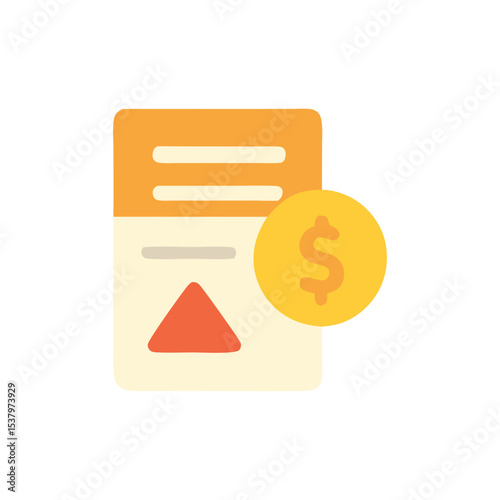 An icon depicting a document with an upward arrow and a dollar coin, representing financial growth.