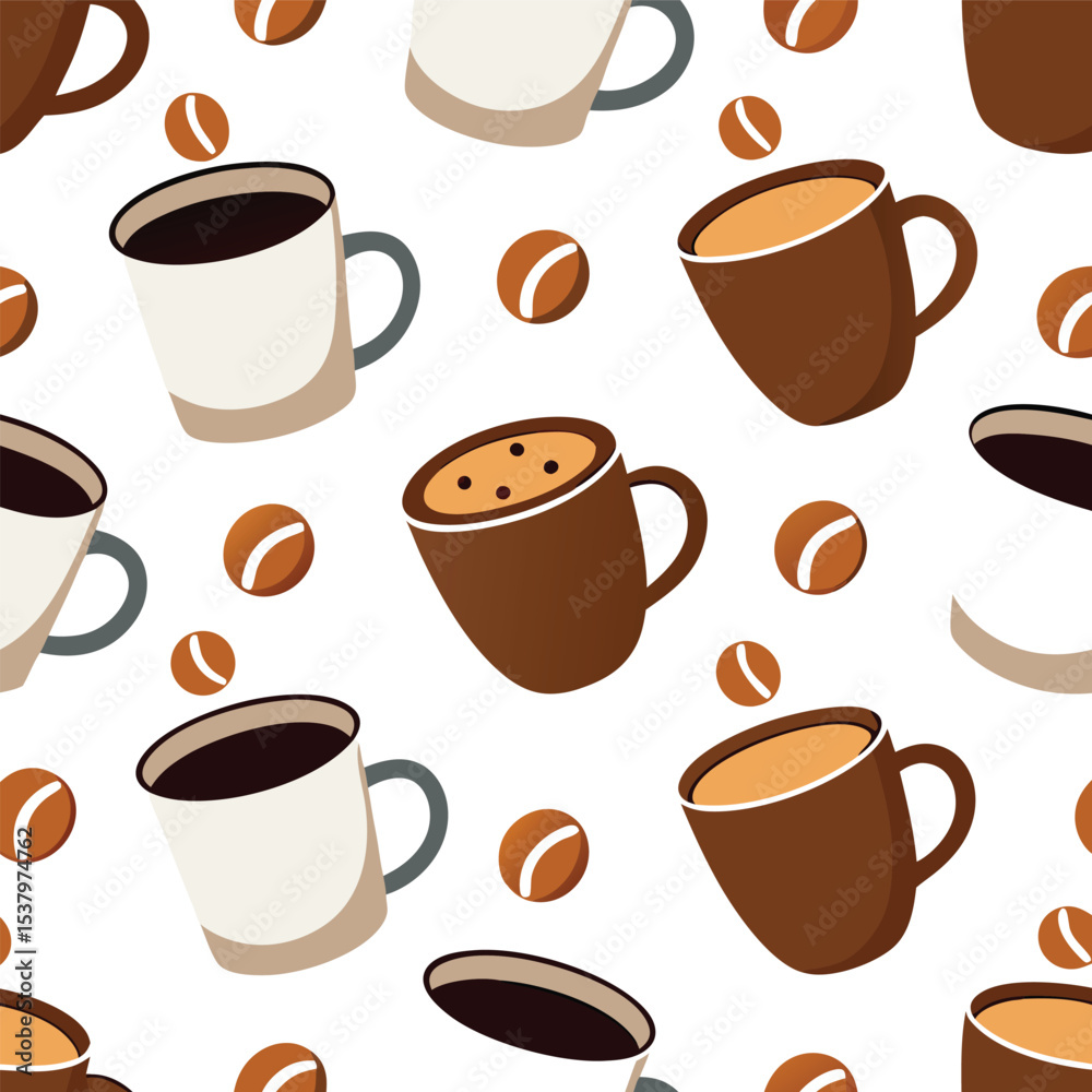 Obraz premium Coffee cups seamless pattern