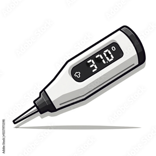 Digital thermometer illustration, elegant design, temperature measurement concept