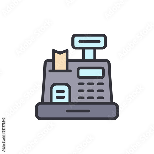 Illustrated Retail Cash Register For Transaction Processing Graphic Icon
