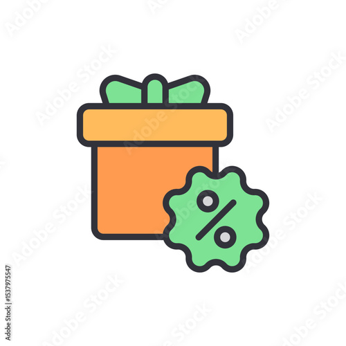 Festive Gift Box With Discount Tag For Holiday Promotional Deals