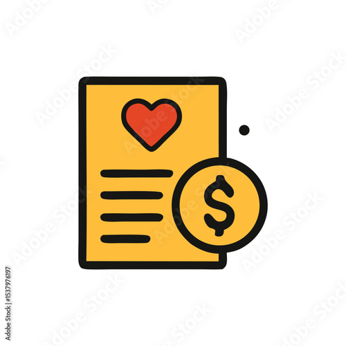 Donation receipt showing charitable contribution with heart symbol and dollar amount.