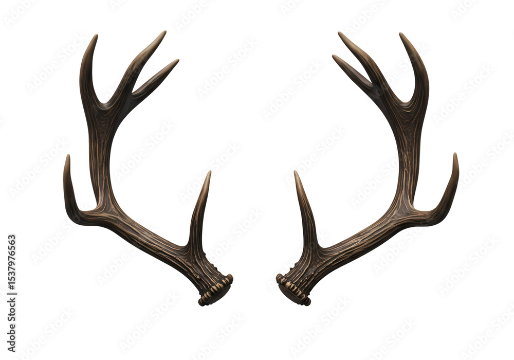 Fototapeta premium Majestic Deer Antlers: Nature's Elegant Ornament on white background