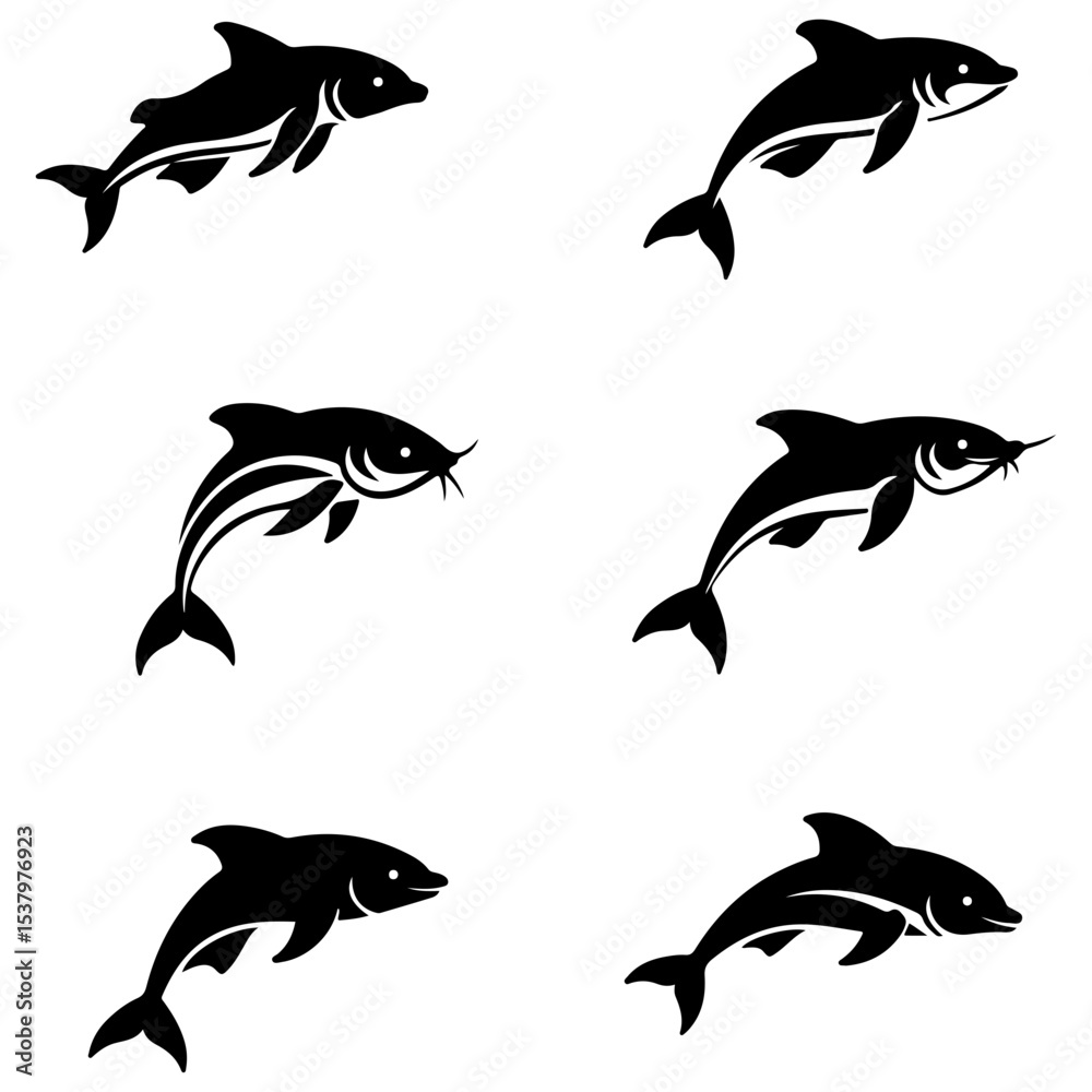 Obraz premium A cute and simple pack of various sea fish vectors for creating mobile game assets.