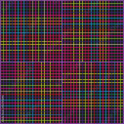 Gradient grid pattern. Colorful intersecting lines. Abstract square mesh. Vector layered form.