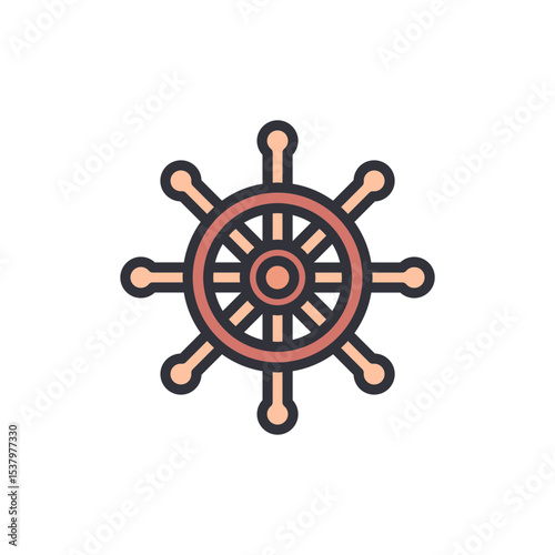 Stylized Helm Wheel Design For Nautical Theme Illustrations Or Iconography