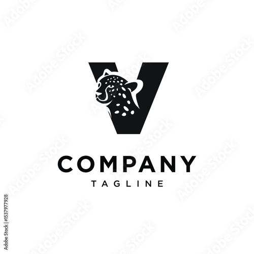 Letter V Cheetah Logo Icon Vector