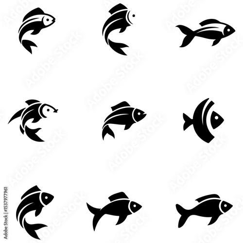 A dynamic assortment of breaching stylish fish vector graphics art design