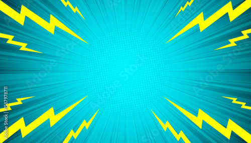 Comic background with thunder illustration.