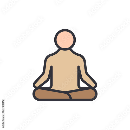 Minimalist Illustration Of Person Practicing Meditation In Lotus Position