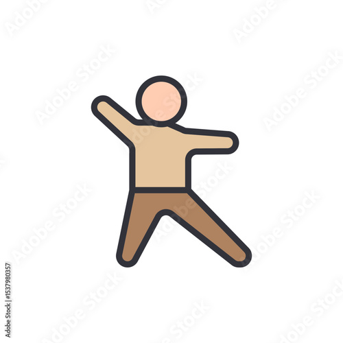 Simple Illustration Of A Person Dancing In Joyful Expression On White