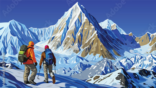 People in the mountains vector