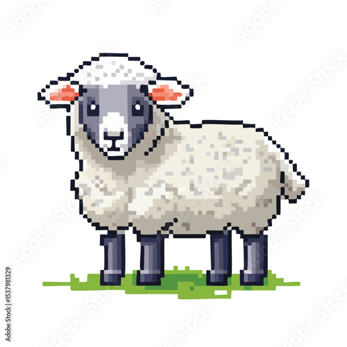 Cute Sheep in Natural Pasture – Farm Animal Symbol of Agriculture, Wool Production, and Rural Life, Perfect for Farming and Nature-Themed Projects

