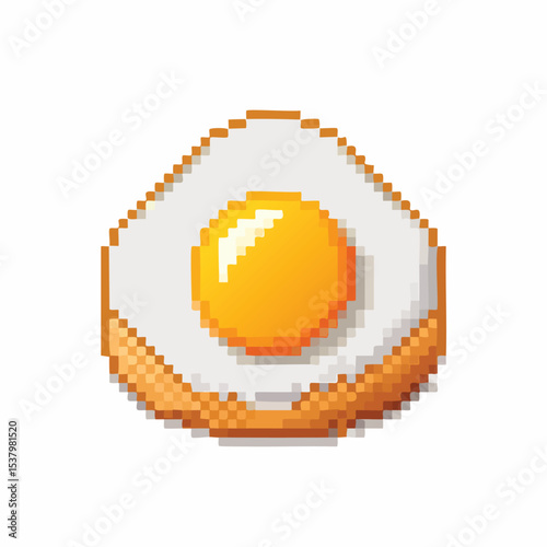 Simple Vector Illustration of a Delicious Fried Egg – Minimalist Flat Style Isolated on White Background, Perfect for Breakfast and Food Design Projects