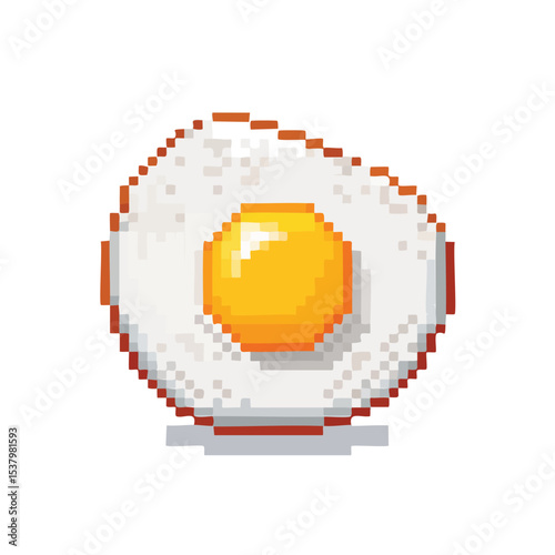 Simple Vector Illustration of a Delicious Fried Egg – Minimalist Flat Style Isolated on White Background, Perfect for Breakfast and Food Design Projects