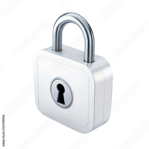 3D Lock Icon in Matte Material Style on White Background