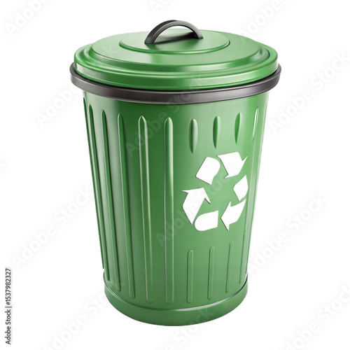 3D Trash Bin Icon in Matte Material Style on White Background