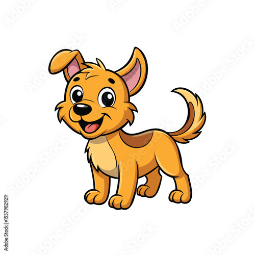 A happy cartoon puppy wagging its tail vector illustration
