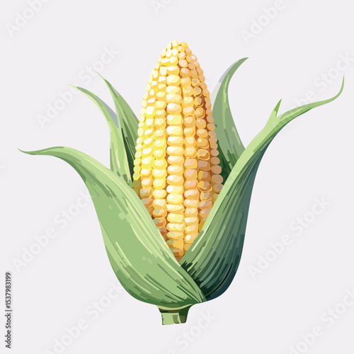 Fresh Yellow Corn on the Cob Isolated on White Background – Close-Up of Organic Sweet Maize, Perfect for Food and Agricultural Concepts