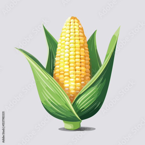 Fresh Yellow Corn on the Cob Isolated on White Background – Close-Up of Organic Sweet Maize, Perfect for Food and Agricultural Concepts