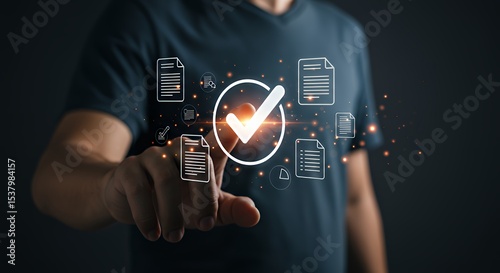 Document Check Mark Approval Concept