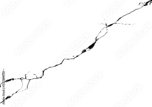 One big crack isolated transparent background png macro